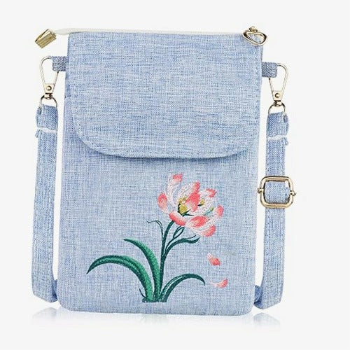 VINTAGE DENIM PHONE CROSSBODY BAG FOR WOMAN ADJUSTABLE STRAP