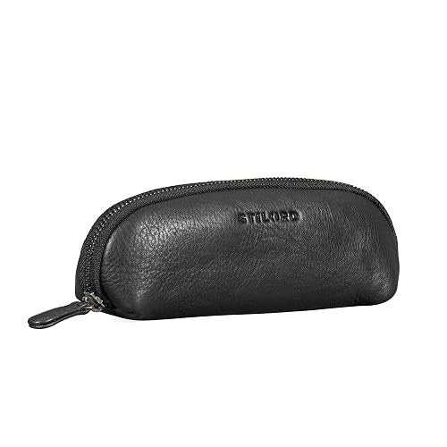 VINTAGE LEANO LEATHER PENCIL CASE FOR OFFICE SCHOOL PENS 20CM for home Color brown