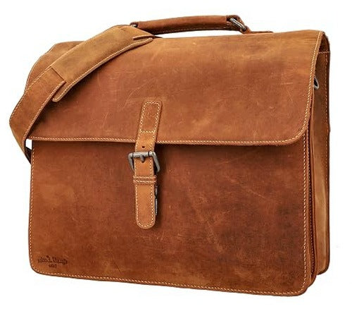VINTAGE LEATHER BAG FOR BIKE RACK TEACHER BRIEFCASE