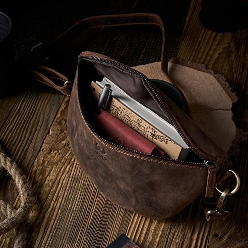 VINTAGE LEATHER KIDNEY SACHET FOR BELT FOR MAN BROWN FOR HOME Manufacturer code SWC5908151574027