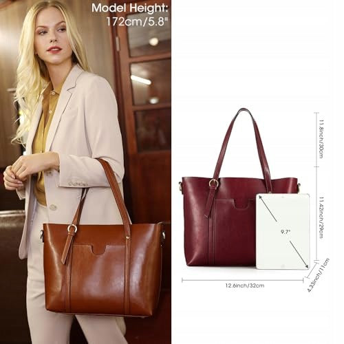 VINTAGE LEATHER SHOULDER BAG FOR WOMEN LARGE WINE RED leather Manufacturer code Nieoznaczona