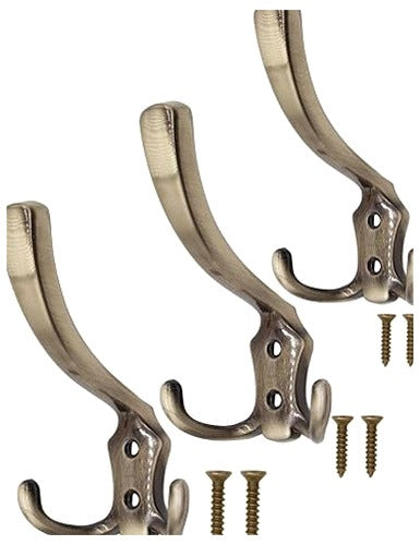 VINTAGE METAL WALL HOOKS SET OF 3 FOR TOWEL CLOTHES