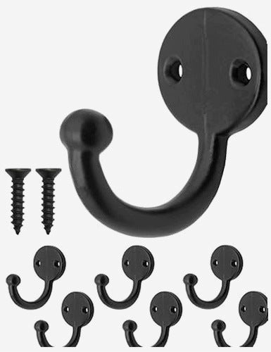 VINTAGE METAL WALL HOOKS SET OF 6 FOR TOWEL CLOTHES