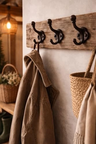 VINTAGE RUSTIC CAST IRON HANGER FOR CLOTHES TOWELS BROWN 3 PCS Manufacturer code SWC5908201324206
