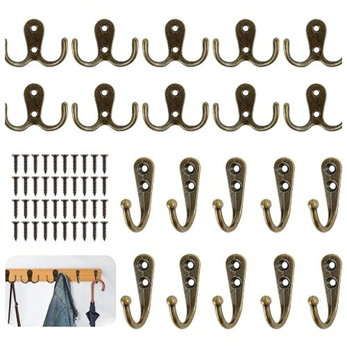 VINTAGE WALL HOOKS SET OF 20 PCS METAL FOR TOWEL CLOTHES steel