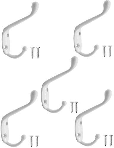 VINTAGE WALL HOOKS SET OF 5 PCS METAL WHITE FOR TOWEL CLOTHES Manufacturer code SWC5908201323209