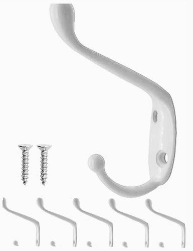 VINTAGE WALL HOOKS SET OF 5 PCS METAL WHITE FOR TOWEL CLOTHES