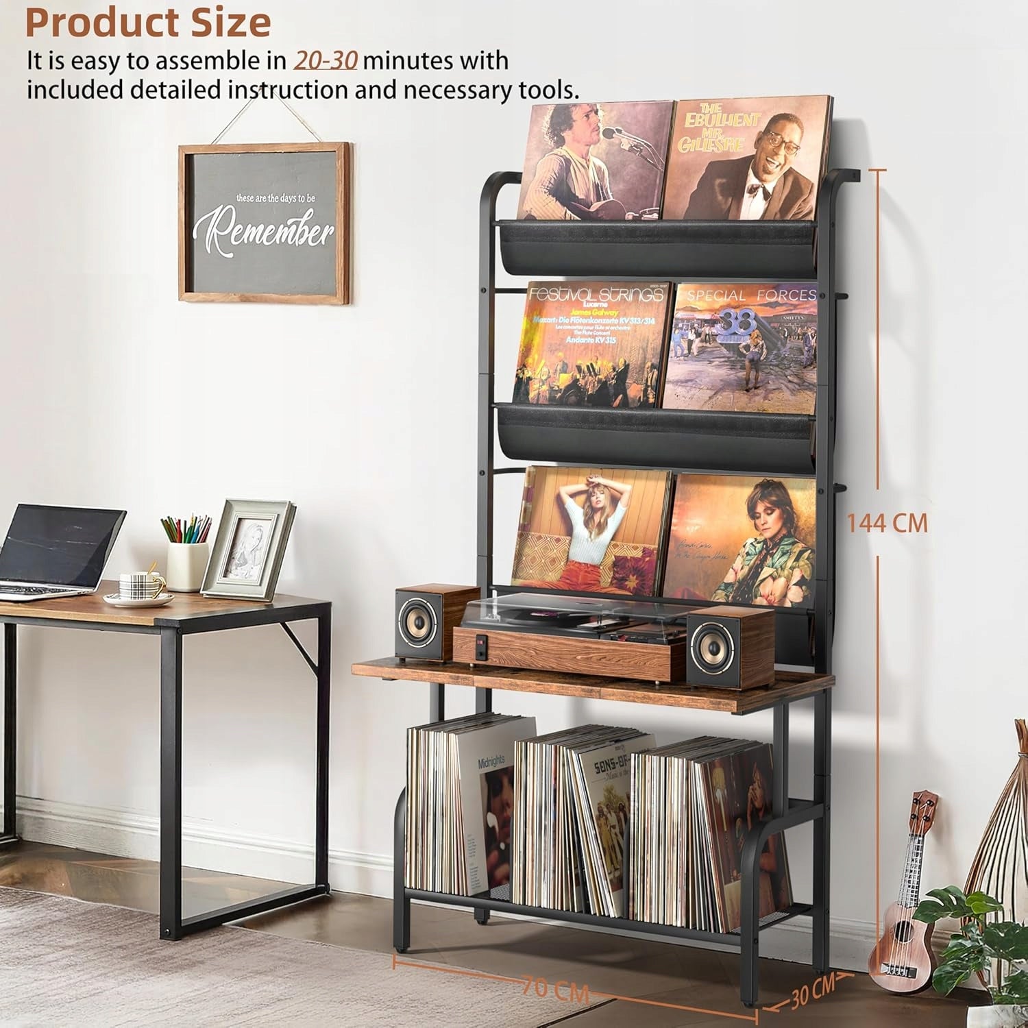 VINYL STAND 300 ALBUMS 144CM HIGH TURNTABLE HOLDER Brand no brand