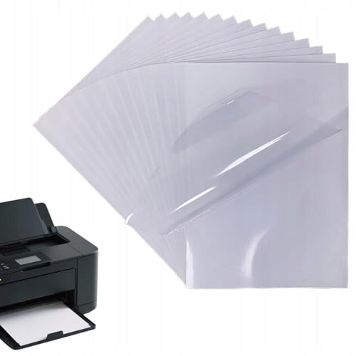 VINYL STICKERS FOR PRINTING A4 TRANSPARENT GLOSSY SET OF 20 PCS. Manufacturer code Bez marki