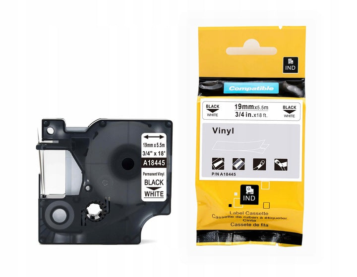 VINYL TAPE FOR DYMO RHINO 18445 19mm WHITE
