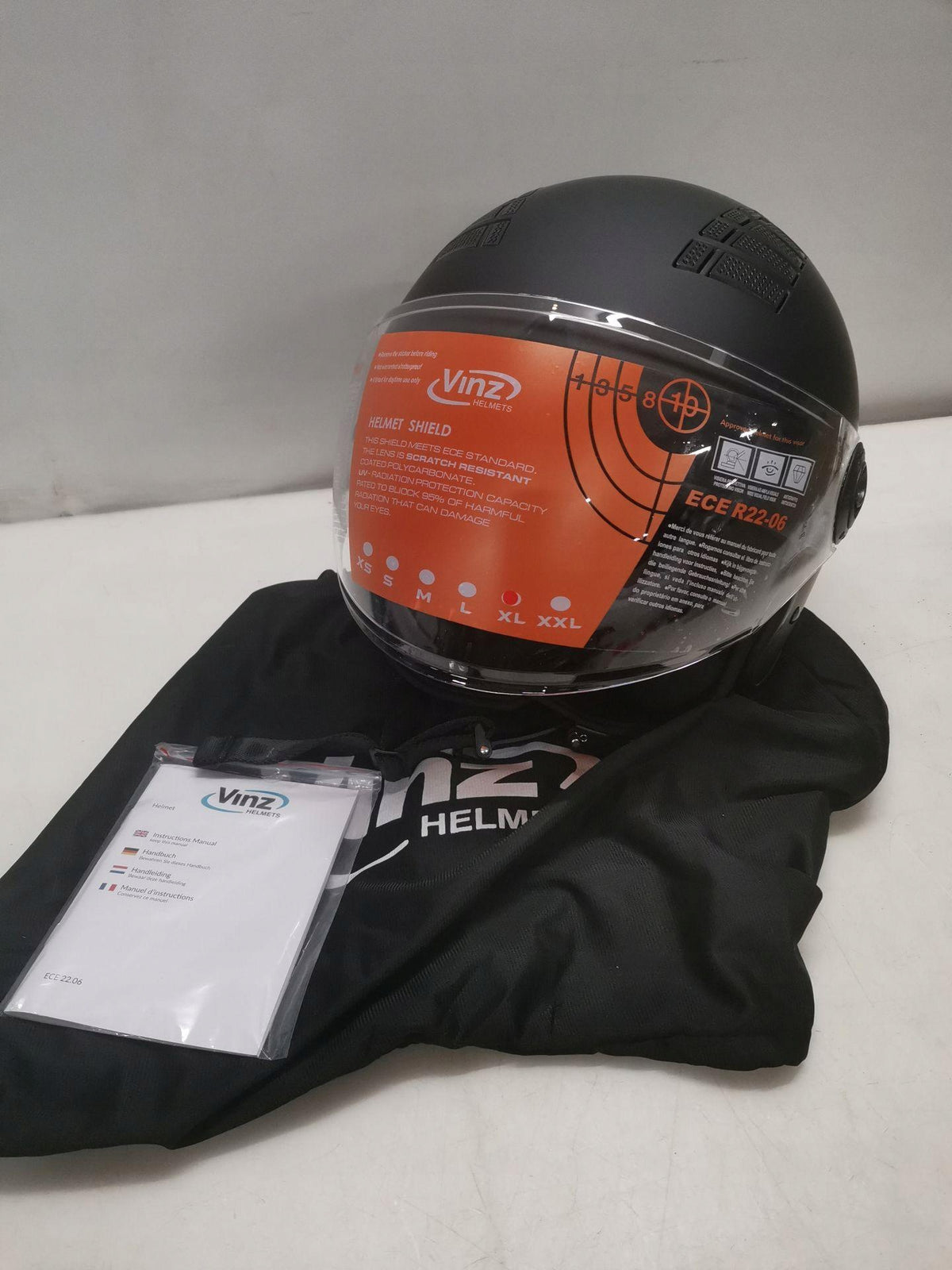 VINZ Jet Helmet with Viewfinder ECE 22.06 Matte Black XL 60-61cm Manufacturer no brand