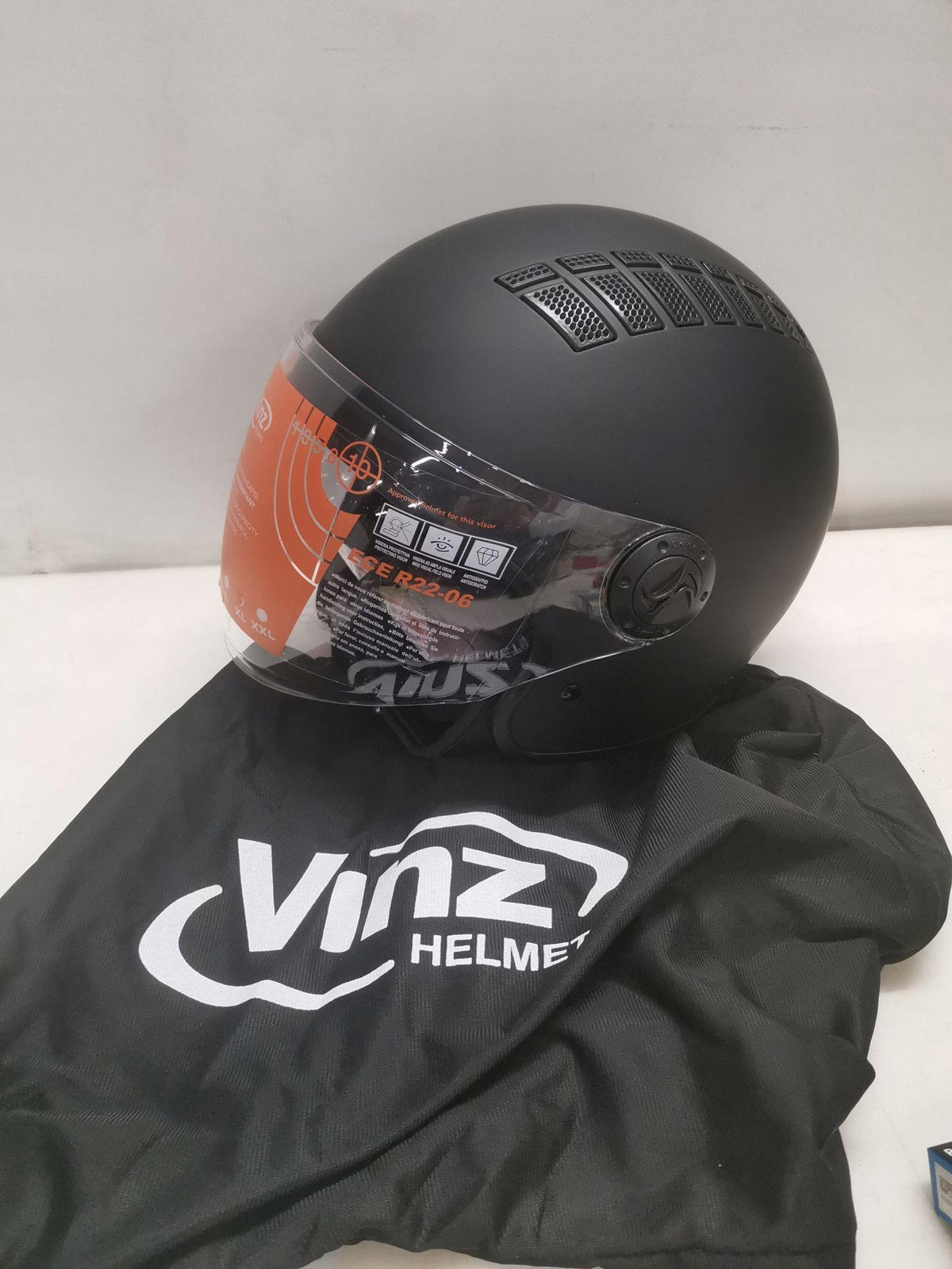 VINZ Jet Helmet with Viewfinder ECE 22.06 Matte Black XL 60-61cm Size XL