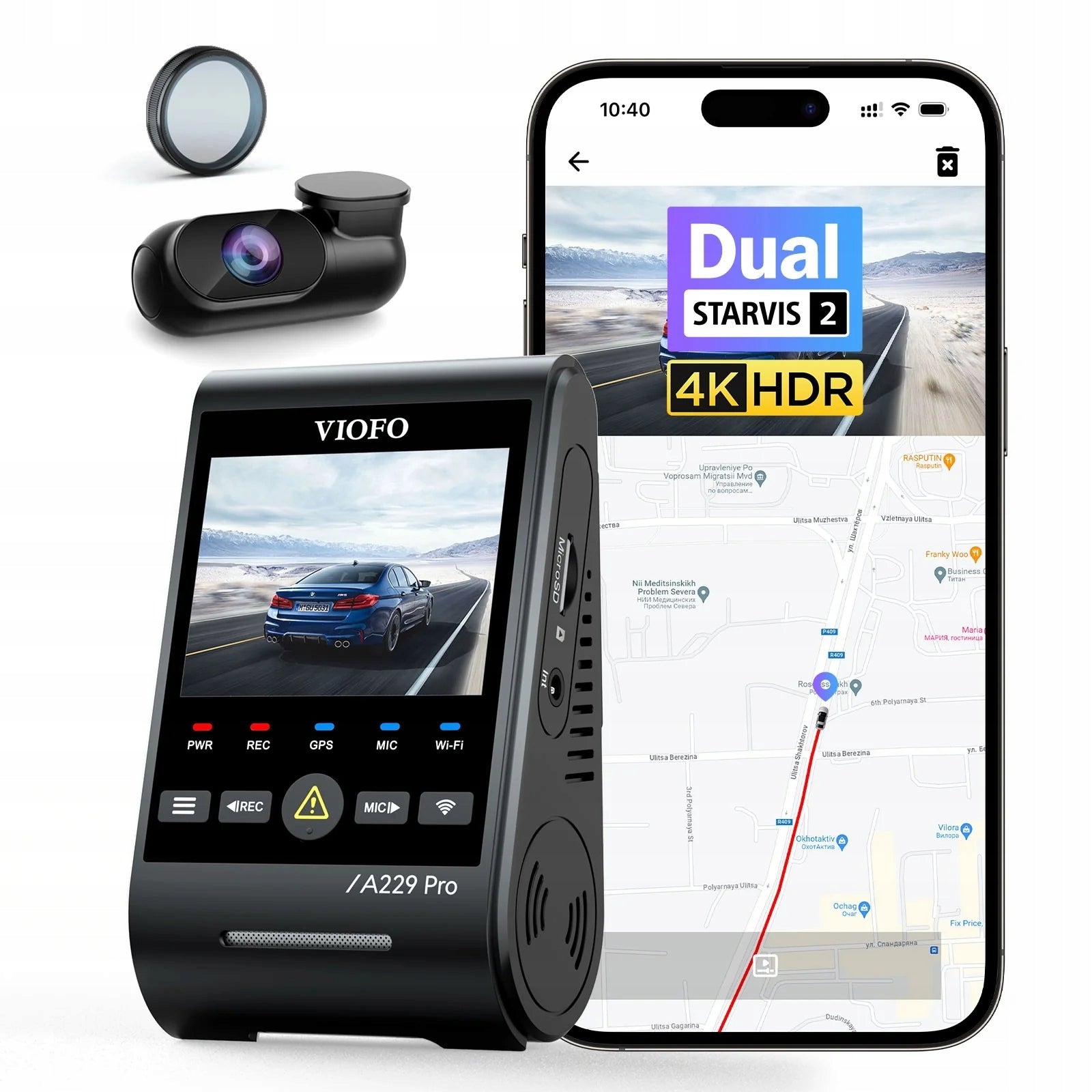 VIOFO A229 PRO 2CH-G RECORDER FRONT/REAR 4K/2K HDR GPS WI-FI BLUETOOTH Brand Viofo