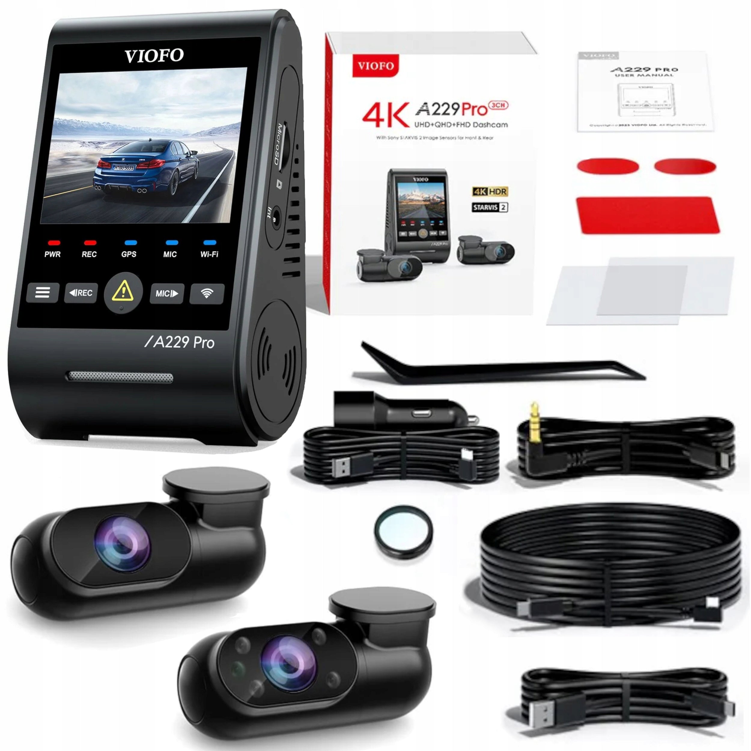 VIOFO A229 PRO 3CH DVR FRONT/CENTER/REAR 4K/FHD/2K HDR GPS WI-FI CPL EAN (GTIN) 6972147073305