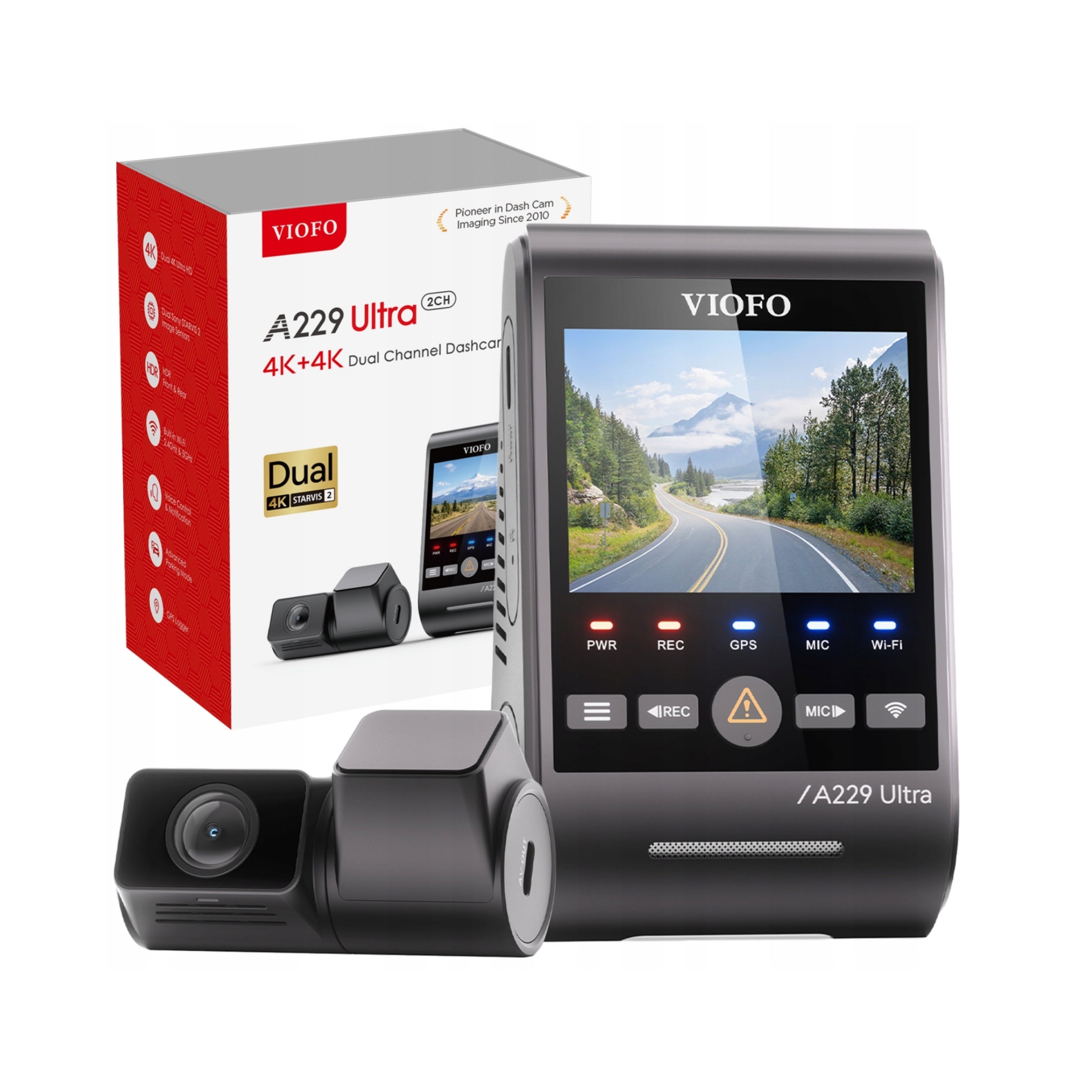 VIOFO A229 Ultra 2CH 4K Car Camera Front Rear GPS WiFi