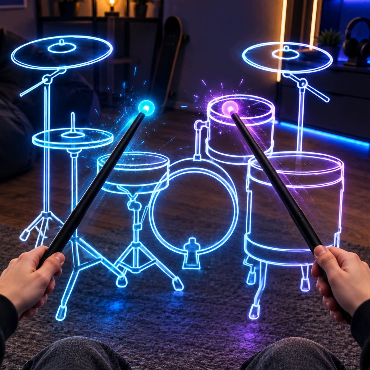 VIRTUAL PERKSUJA AIR DRUMS SET WITH PEDALS BLUETOOTH SPEAKER 12 IN Manufacturer code 5900099116871
