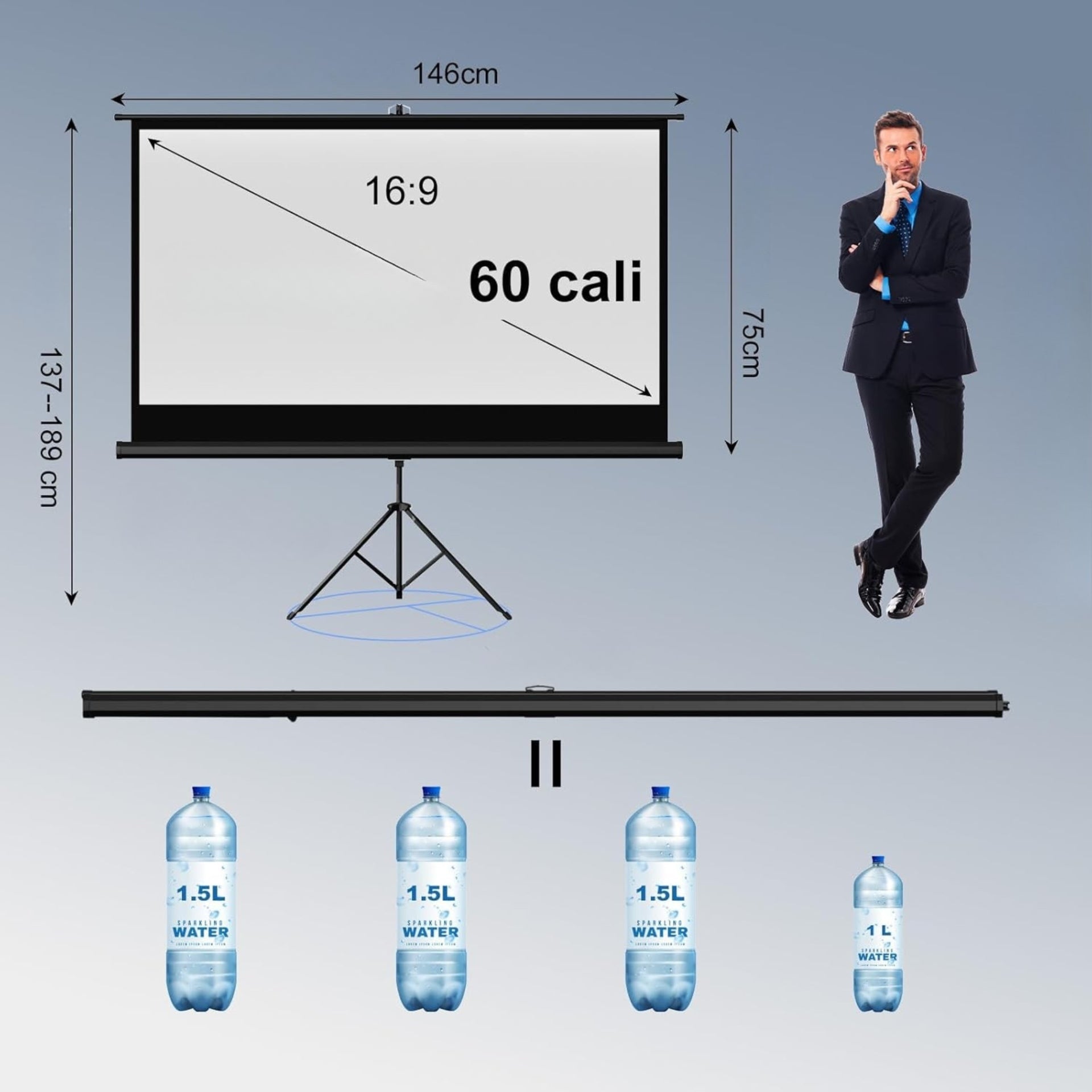 VISULAPEX 60 inch 16:9 4K HD Portable Projection Screen for Home Theater Manufacturer code Ekran projekcyjny VISULAPEX 60 cali