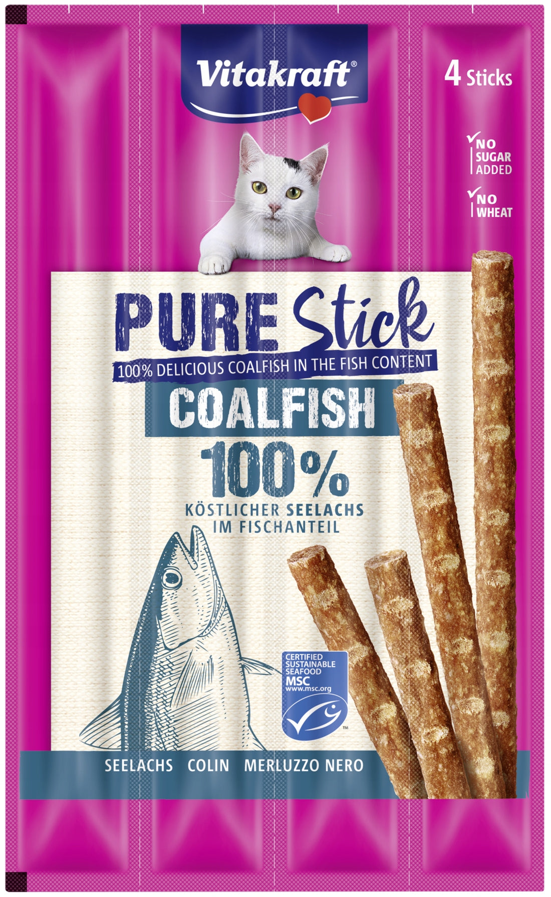 VITAKRAFT CAT PURE STICK COALFISH 4PCS BLACK