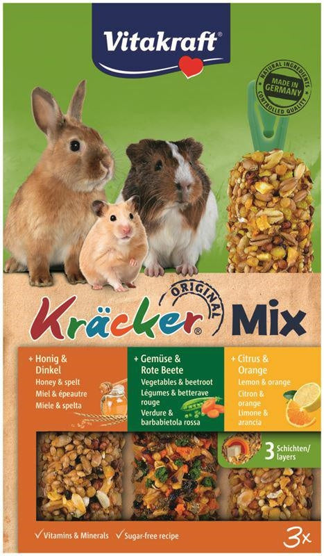 VITAKRAFT KRACKER 3PCS FOR RODENTS - CITRUS & VEGETABLE & HONEY