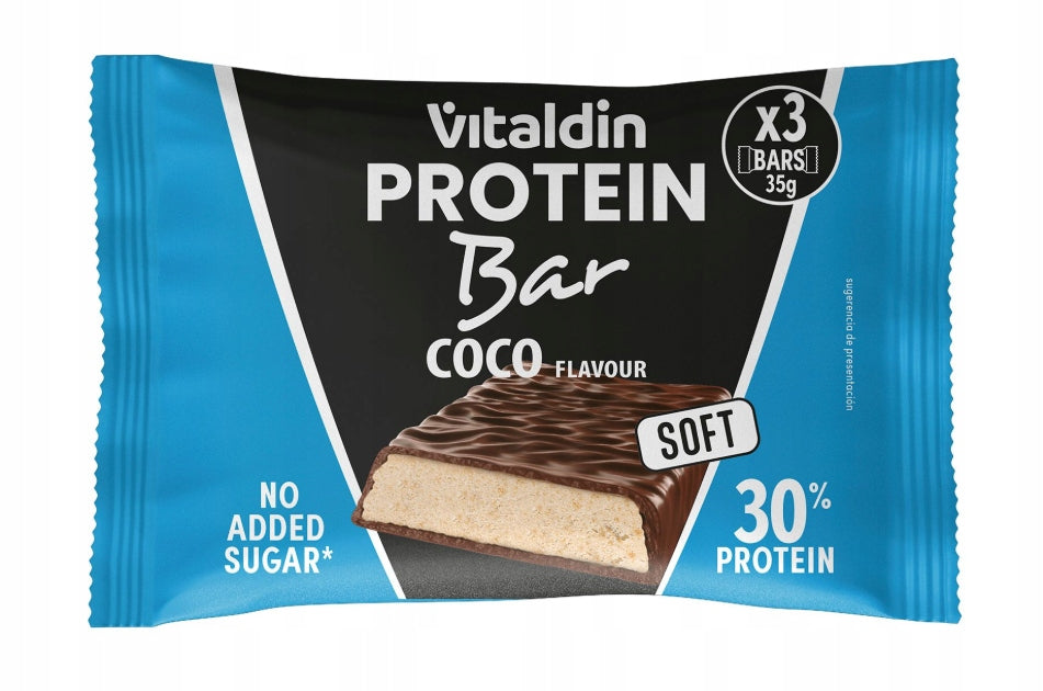 VITALDIN COCONUT PROTEIN BAR 30% PROTEIN WITHOUT SUGAR 3 PCS 35 G Expiration date at least six months from the date of purchase