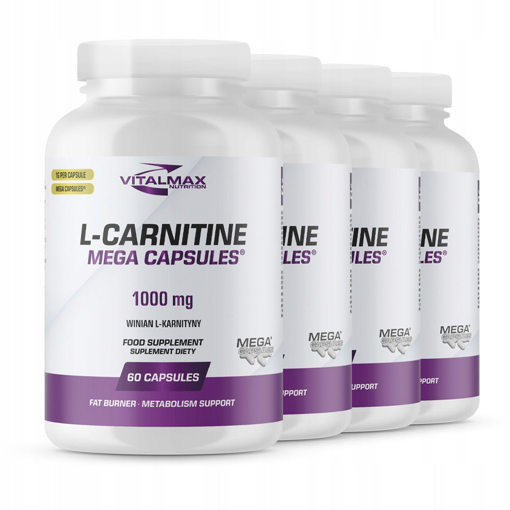 VITALMAX L-CARNITINE MEGA CAPSULES SET 4x 60K 1000MG BURNER L-CARNITINE