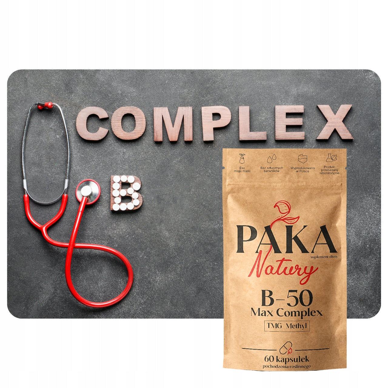 VITAMIN B-50 METHYL TMG METHYLATED B COMPLEX B6 B12 B3 60CAPSULES Manufacturer code WITAMINA B-COMPLEX B50