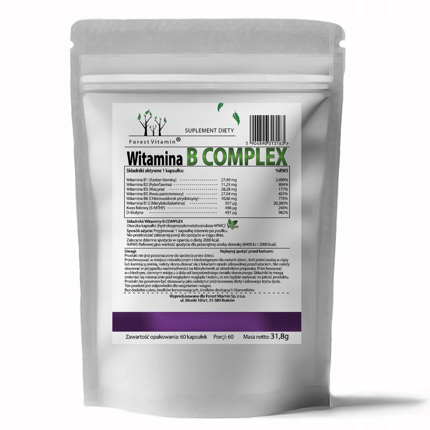 VITAMIN B COMPLEX 60caps B1 B2 B3 B5 B6 B12 METHYL ENERGY METHYLCOBALAMIN Brand Forest Vitamin