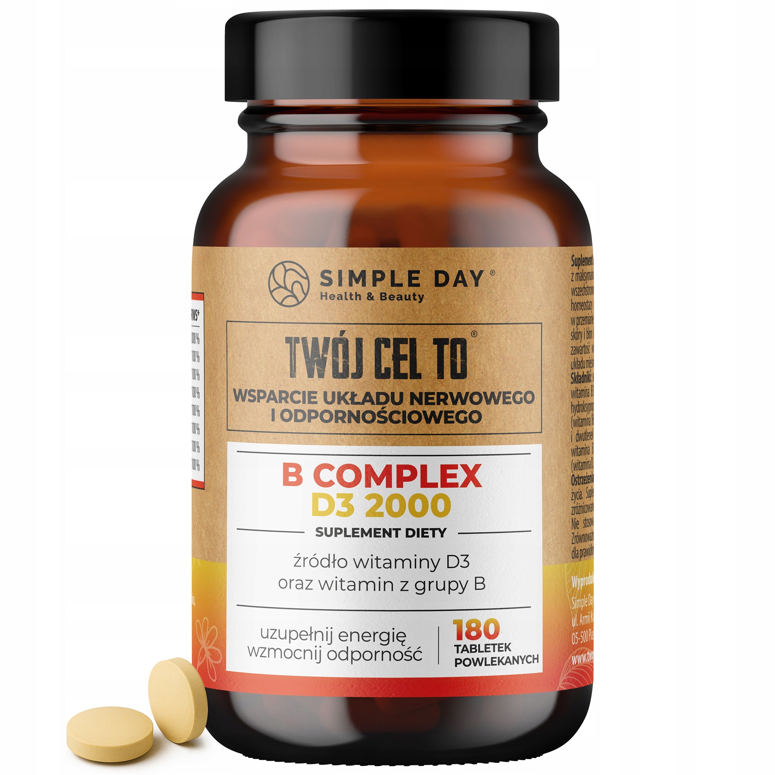 VITAMIN B COMPLEX + D3 2000 Immunity Nervous System Fatigue 180 tablets
