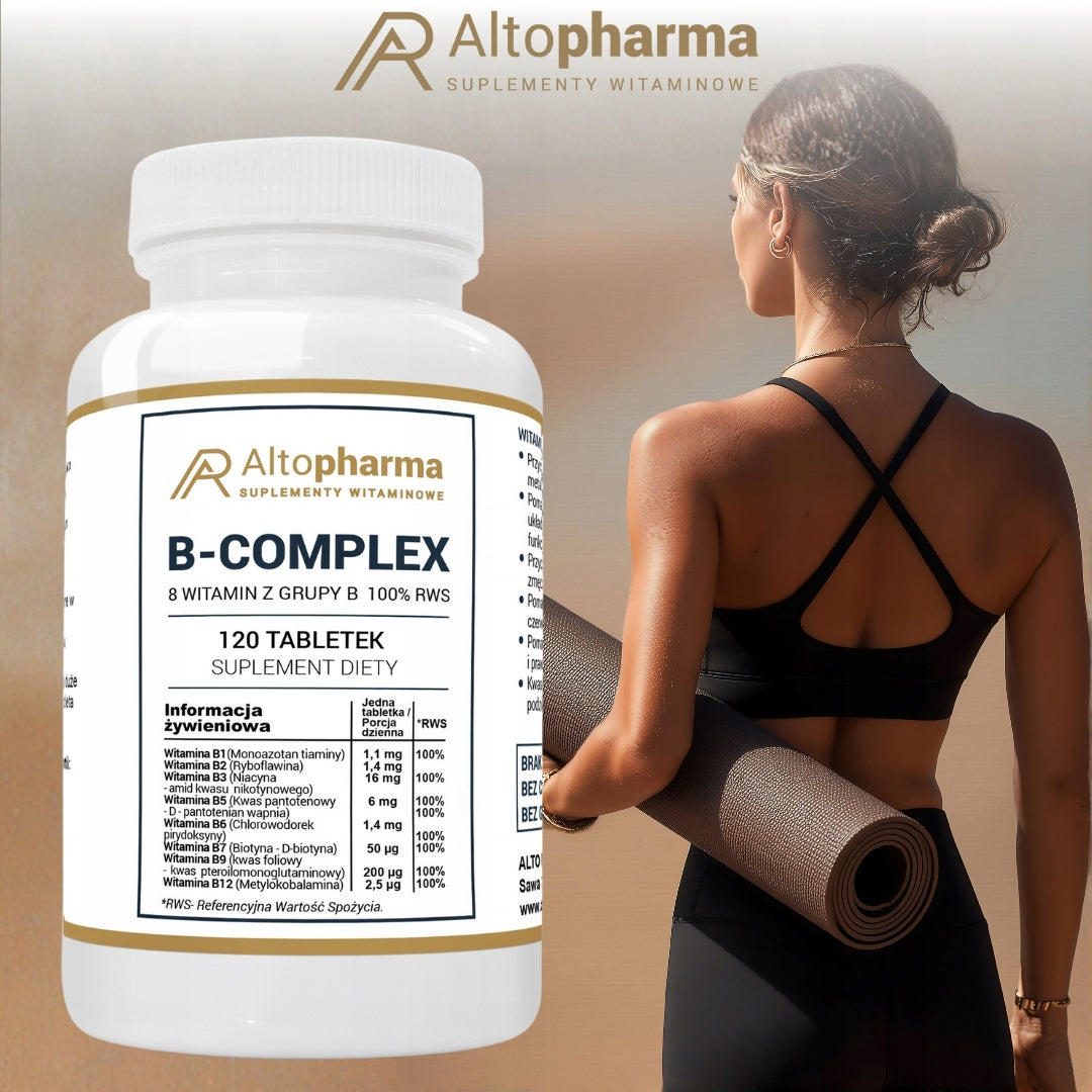 VITAMIN B Complex B1 B2 B3 B5 B6 B7 B9 B12 Resistance Skin Hair 120 tab Brand Alto Pharma