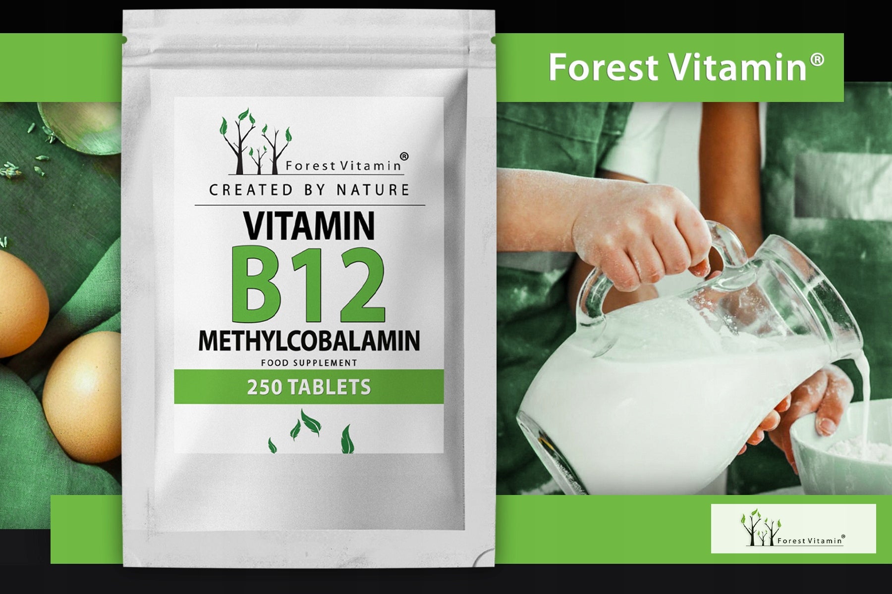 VITAMIN B12 400mcg 250tabs METHYLCOBALAMIN NERVOUS SYSTEM STRONG Brand Forest Vitamin