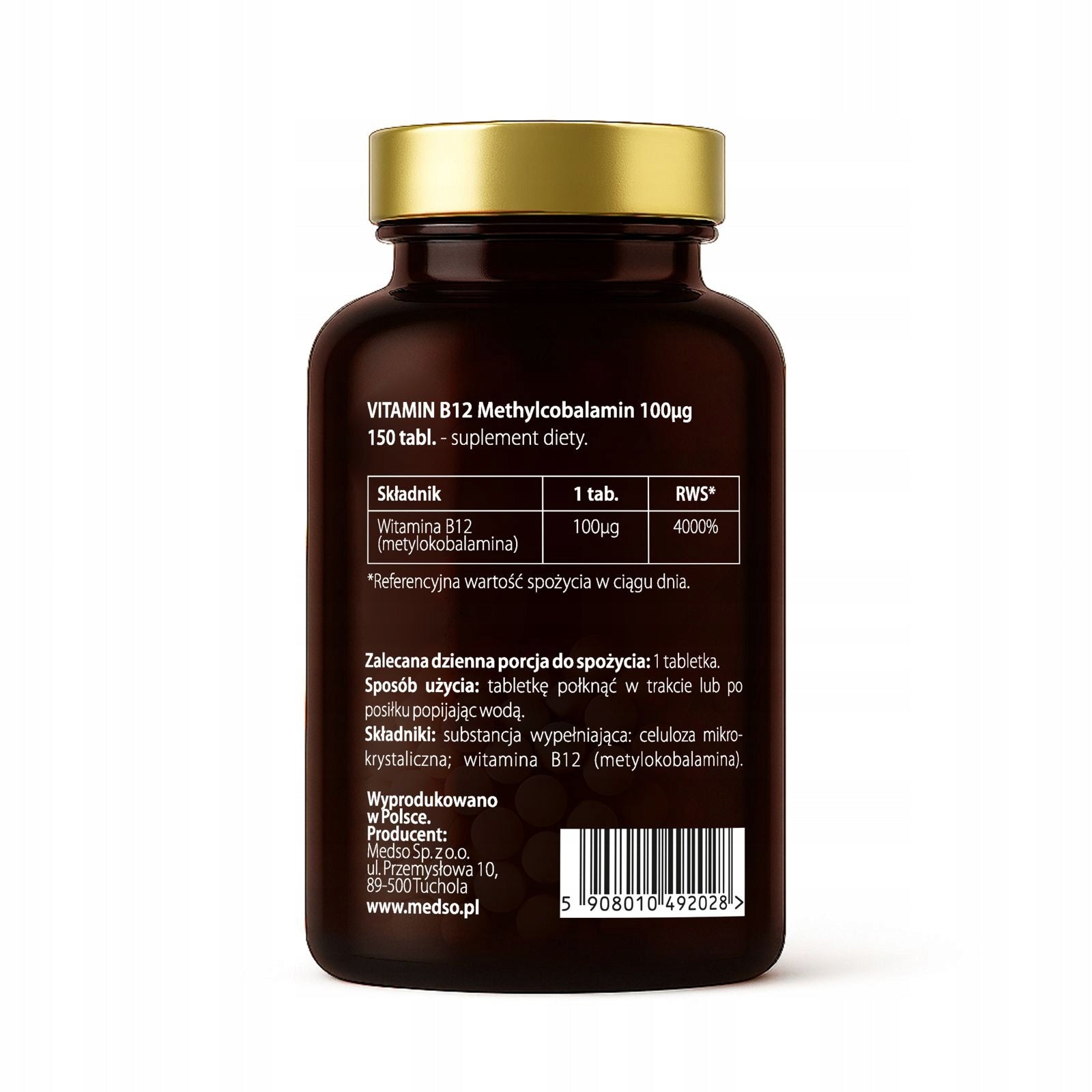 VITAMIN B12 METHYLCOBALAMIN 100µg 150tablets VITAMIN NERVOUS SYSTEM MEDSO Packaging status original