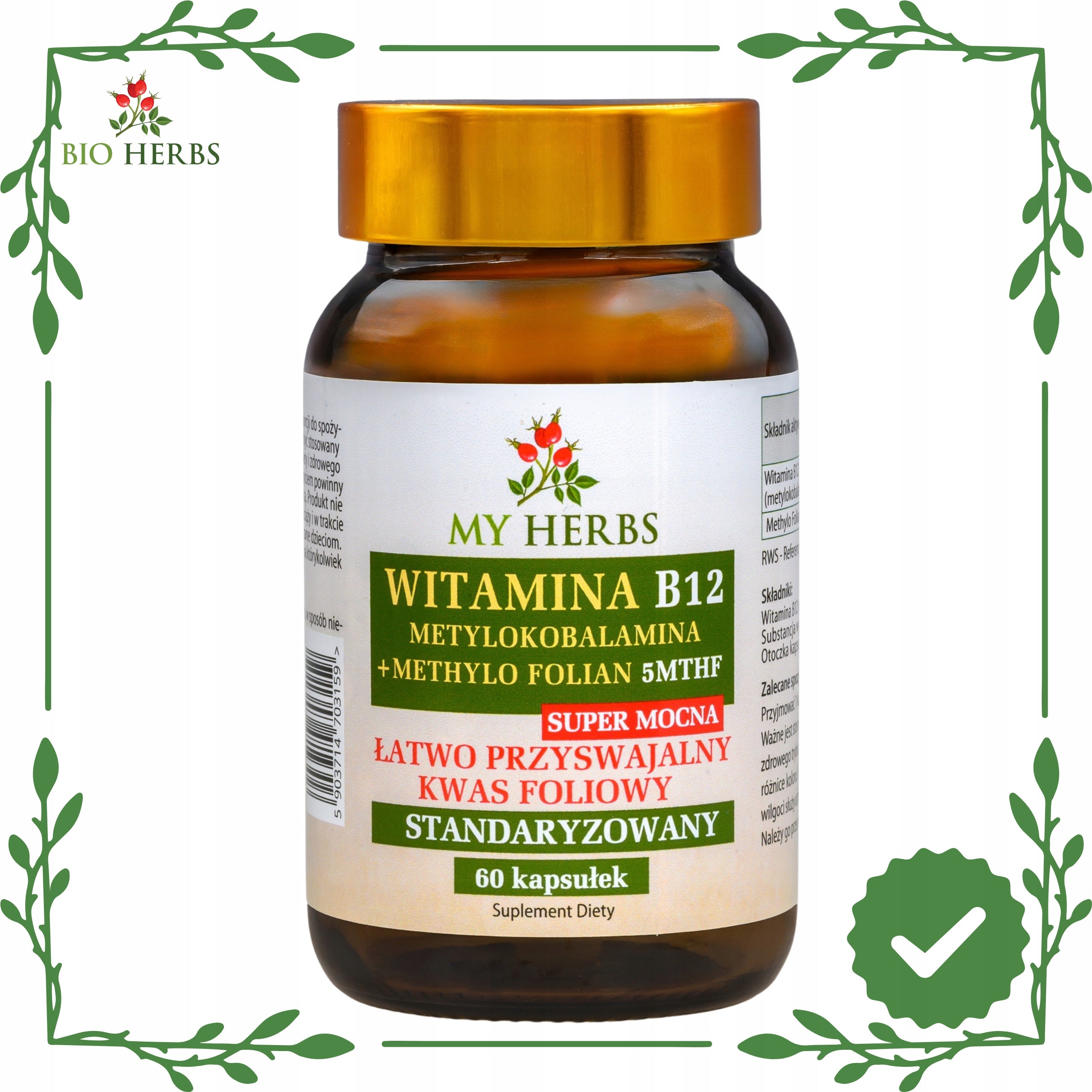 VITAMIN B12 METHYLCOBALAMIN + METHYL FOLATE STANDARDIZED 60 KAPS Medical device no