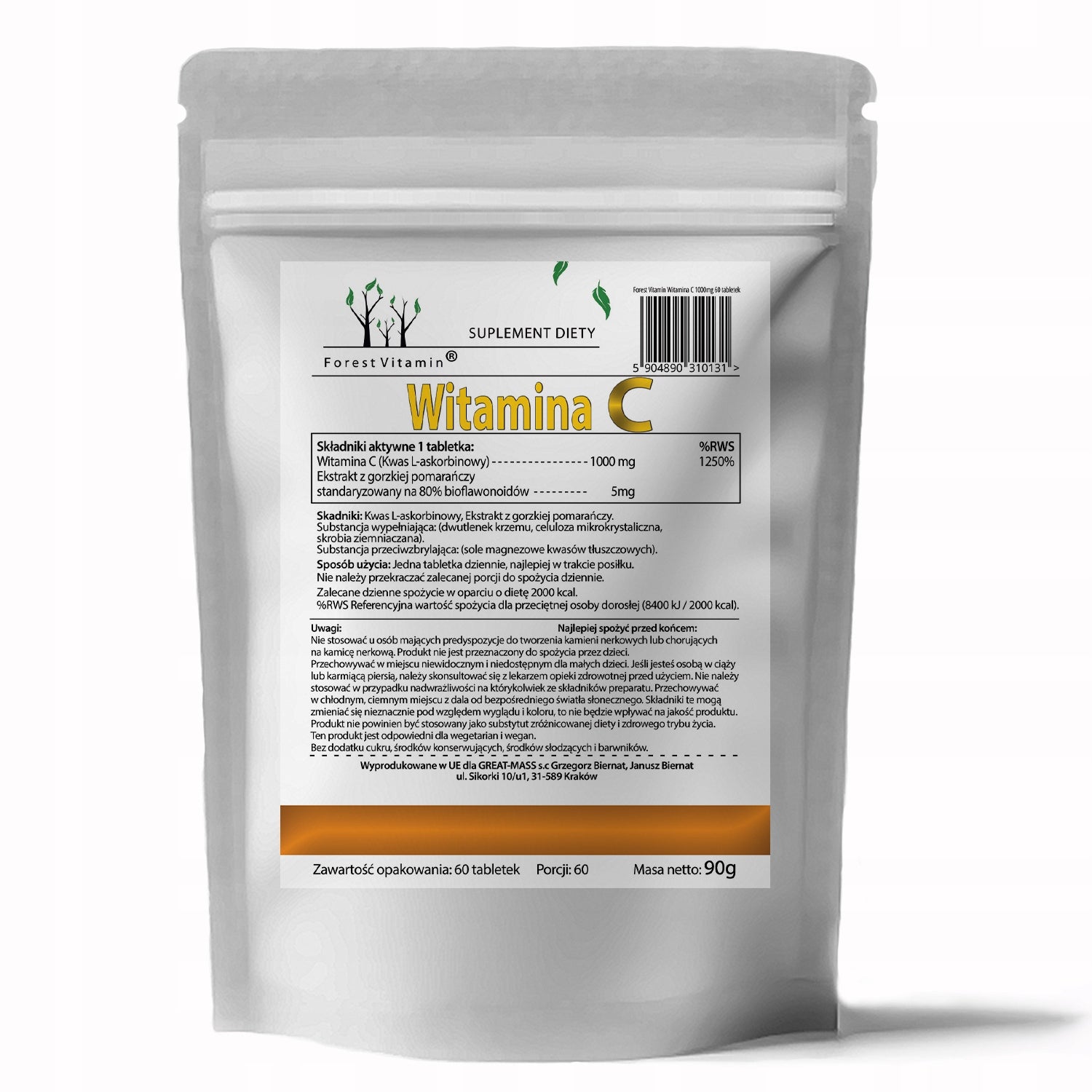 VITAMIN C 1000mg + BIOFLAVONOIDS 60 TAB STRONG IMMUNITY Brand Forest Vitamin