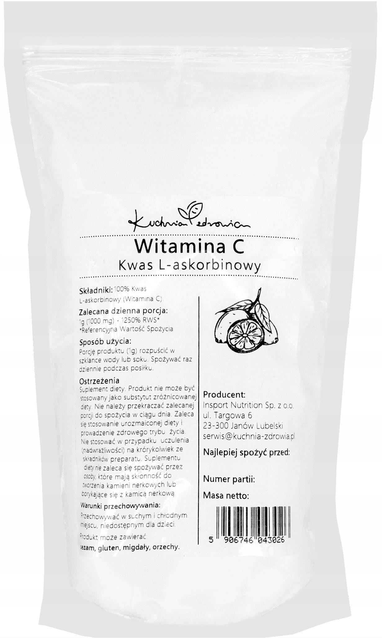 VITAMIN C POWDER 1kg L-ASCORBIC ACID IMMUNITY | KUCHNIA ZDROWIA Manufacturer code BASEN WODA DO WODY DO BASENU VITAMIN