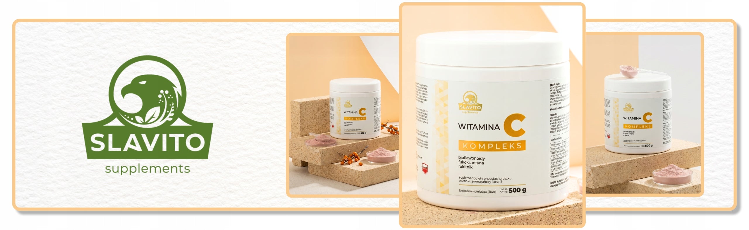 VITAMIN C POWDER WITH ORANGE AND CHOKEBERRY FLAVOR COMPLEX 500G SLAVITO Medical device no