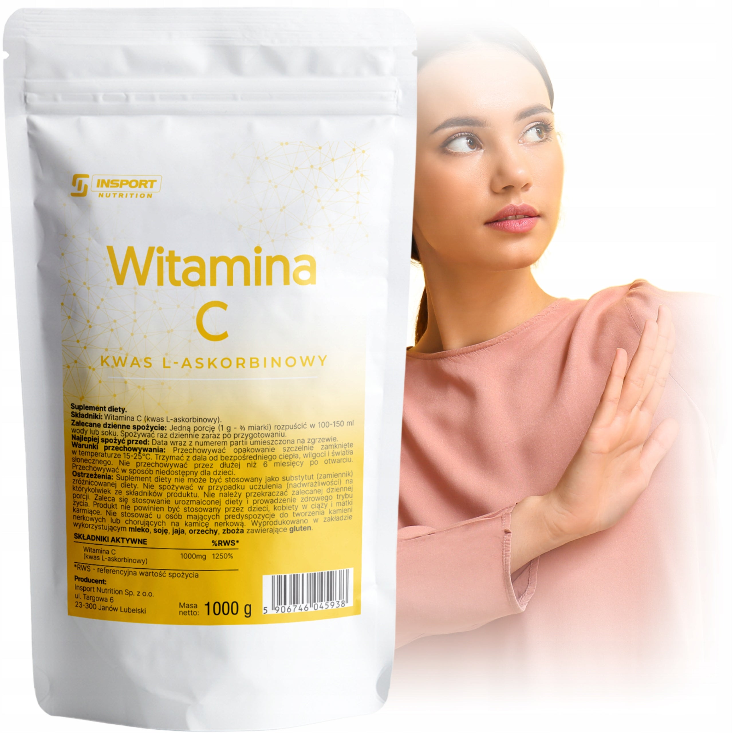 VITAMIN C powder 1000mg 1kg L-ASCORBIC ACID Resistance | INSPORT