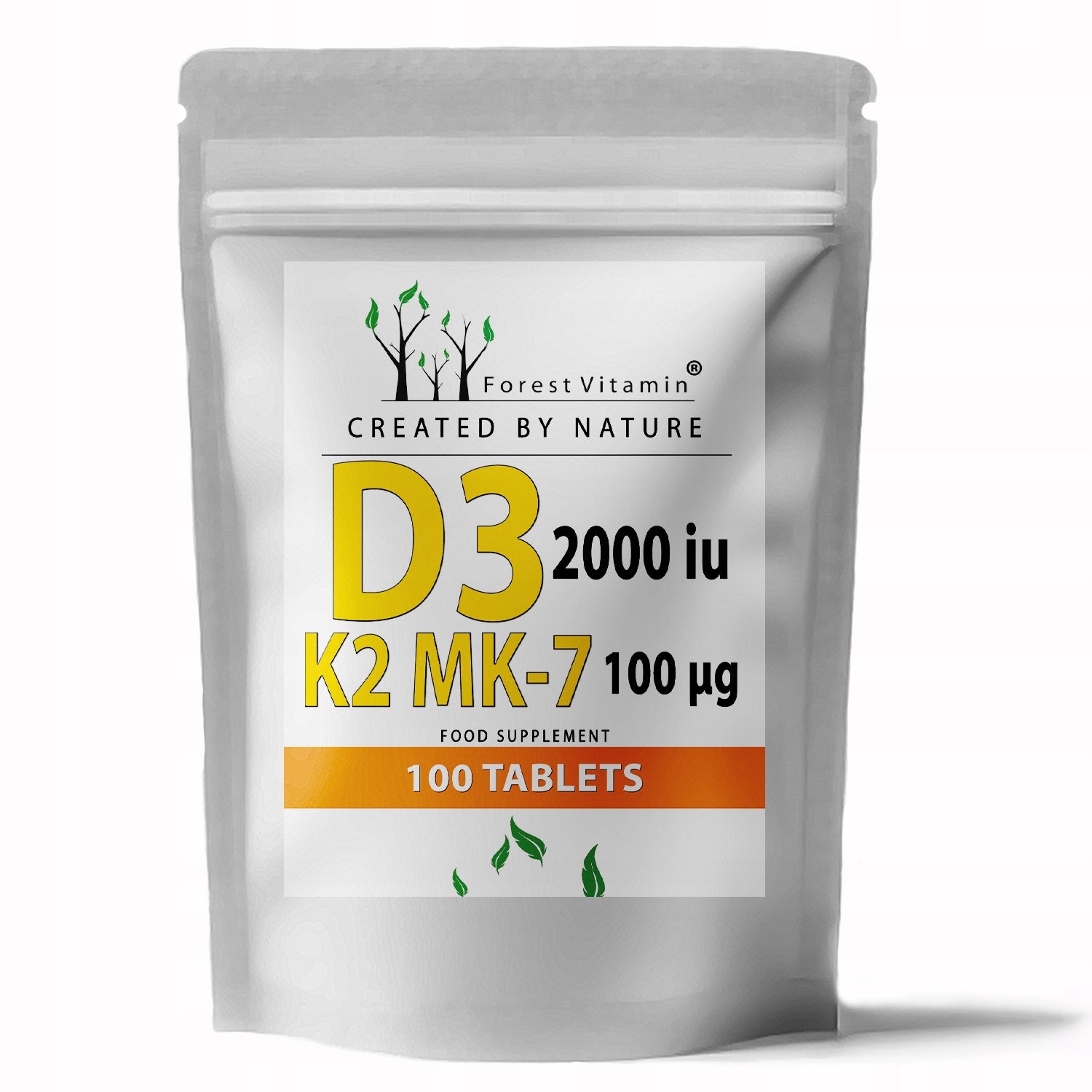 VITAMIN D3 2000 iu+K2 MK-7 100 mcg 100 tab FOREST RESISTANCE JOINTS BONES Packaging status original