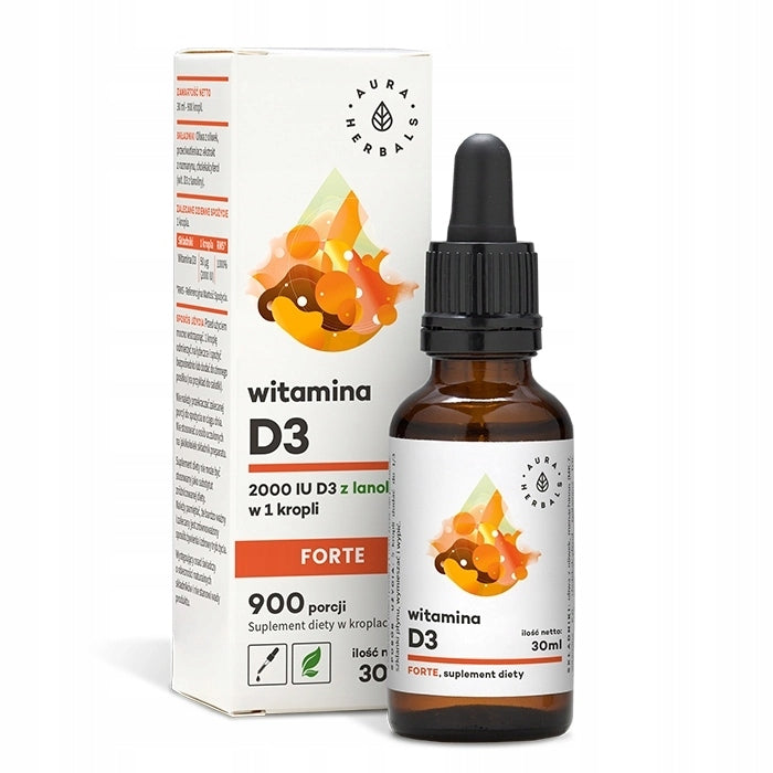 VITAMIN D3 2000IU FORTE 100% NATURAL INGREDIENTS 30 ml. Aura Herbals