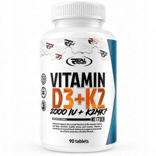 VITAMIN D3 2000iu + K2 Real Pharm Vitamin D3 + K2 90 tabs. Expiration date at least six months from the date of purchase