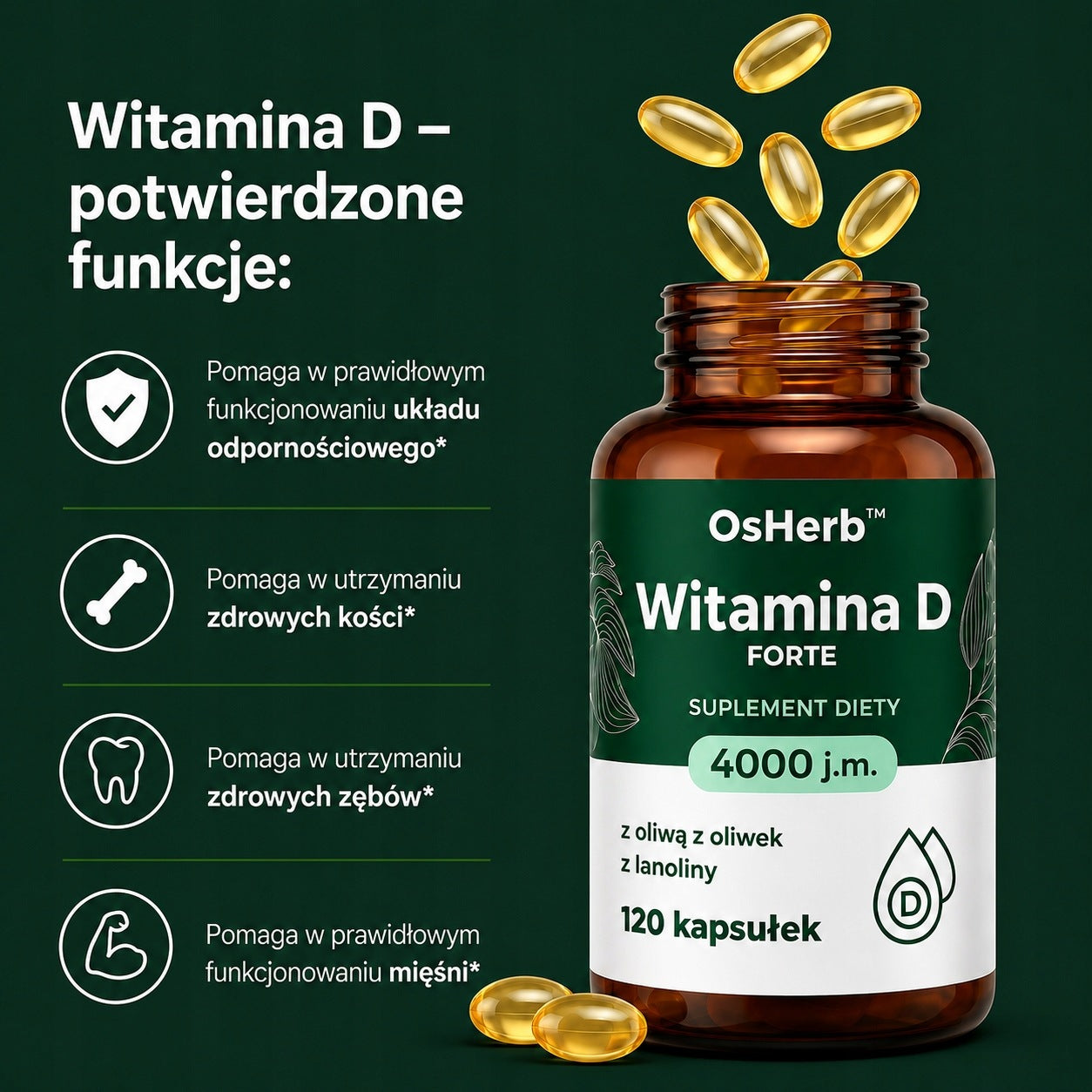 VITAMIN D3 4000 IU IMMUNITY HEALTHY TEETH BONE MUSCLES 120 CAPSULES Packaging status original