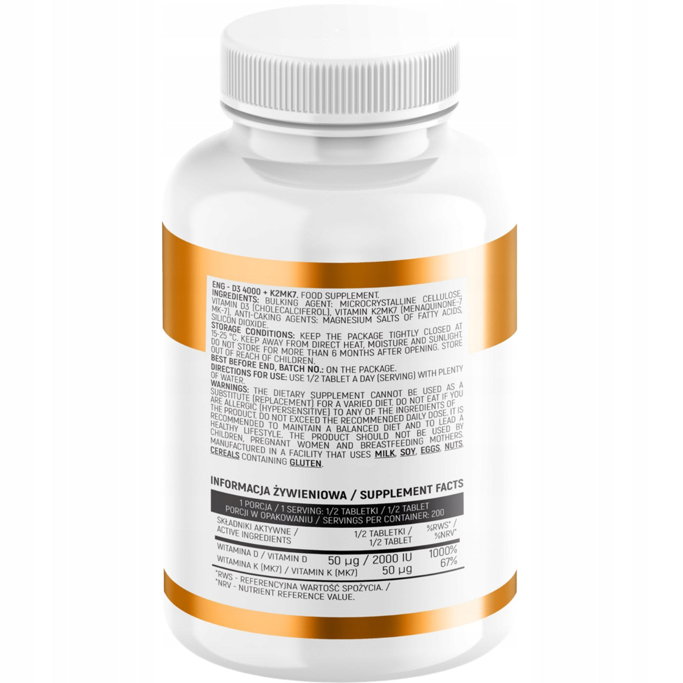 VITAMIN D3 4000 + K2 MK-7 100 tab HEALTHY BONES STRONG TEETH HEART | INSPORT Packaging status original