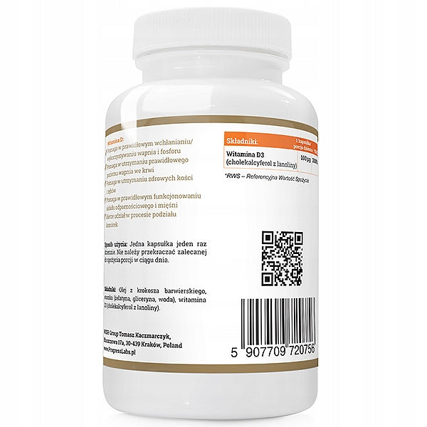 VITAMIN D3 4000IU 100µg SENIOR Softgel 120 kaps. Progress Labs Resistance Brand Progress Labs