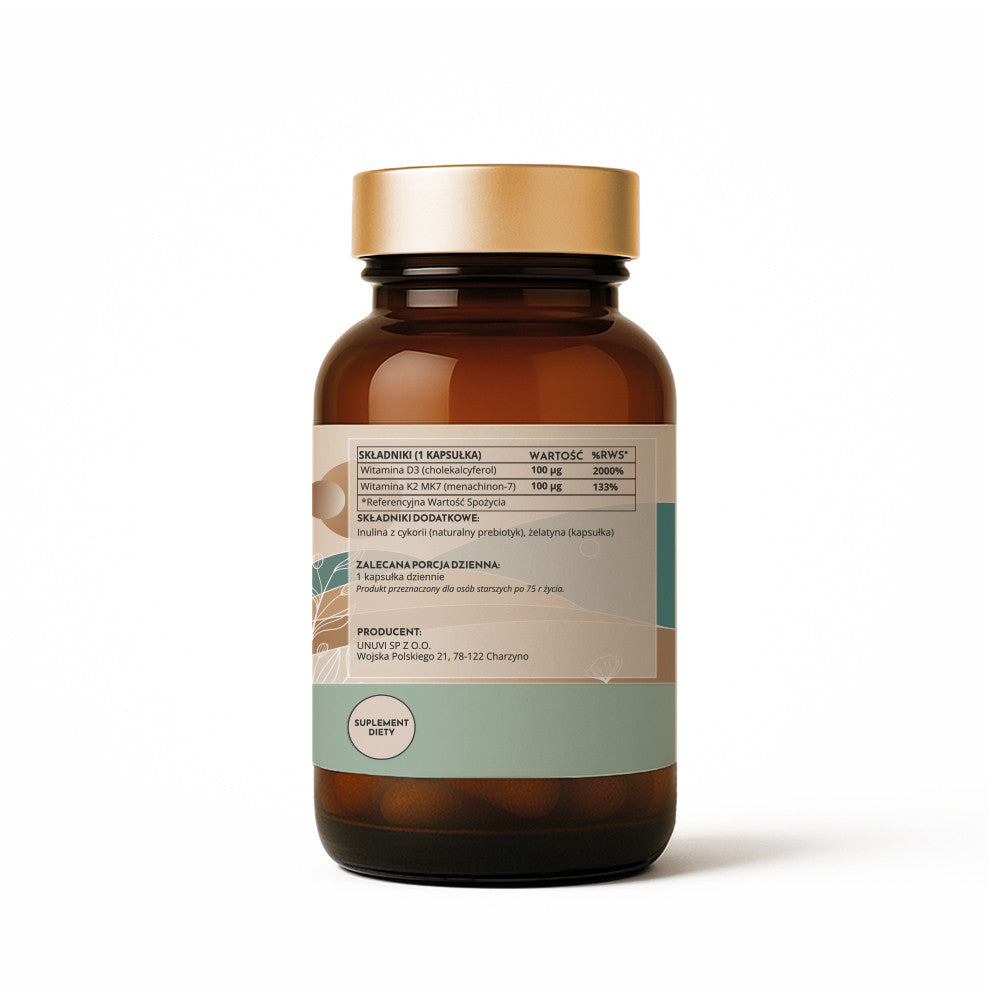 VITAMIN D3 + K2 MK7 4000 IU FORTE FOR RESISTANCE Heart Bone 120 kaps UNUVI Brand UNUVI