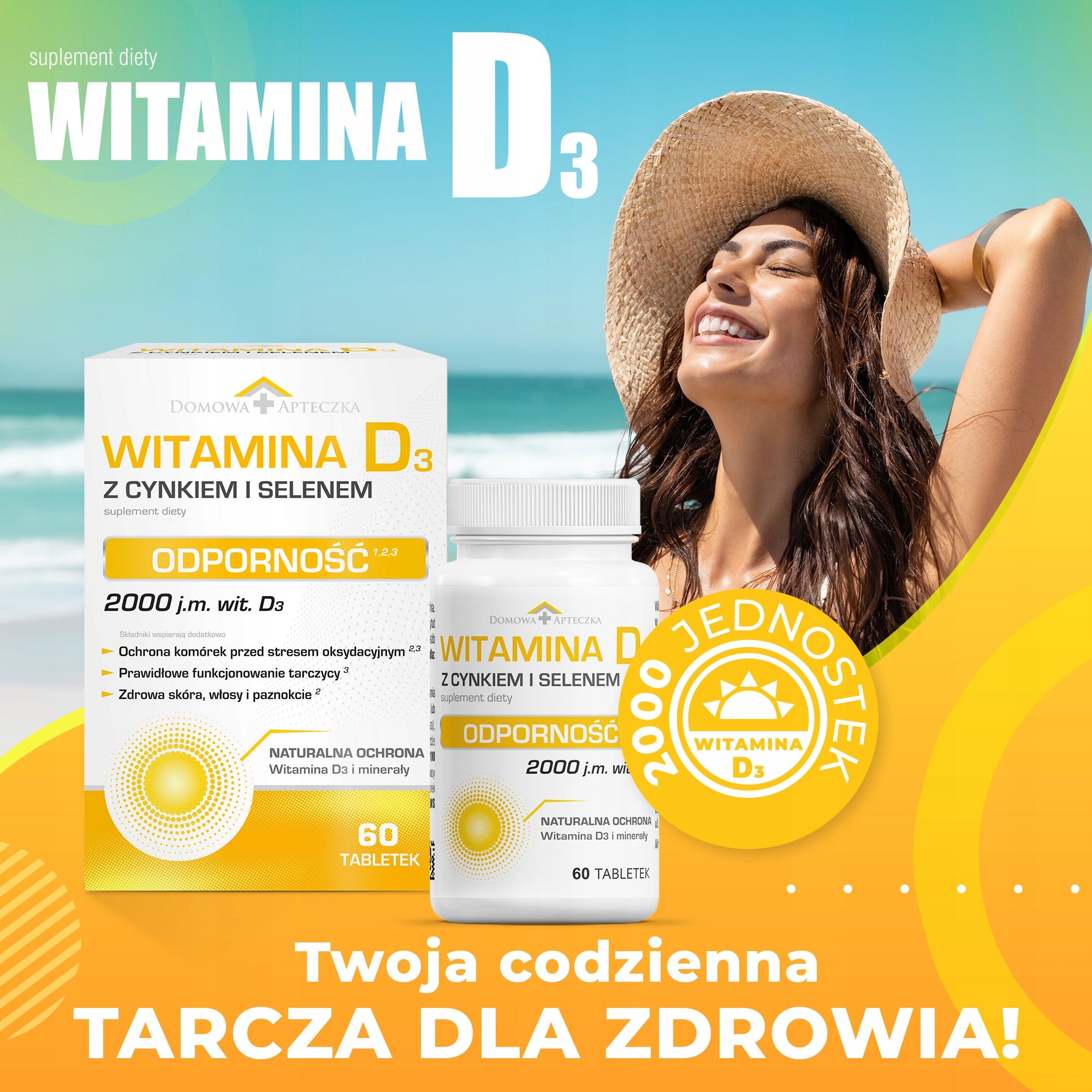 VITAMIN D3 Zinc Selenium 60 Tablets Immunity 2000 IU 1000% RWS Supplement Manufacturer code anemia cukrzyca dla odporności kości zęby