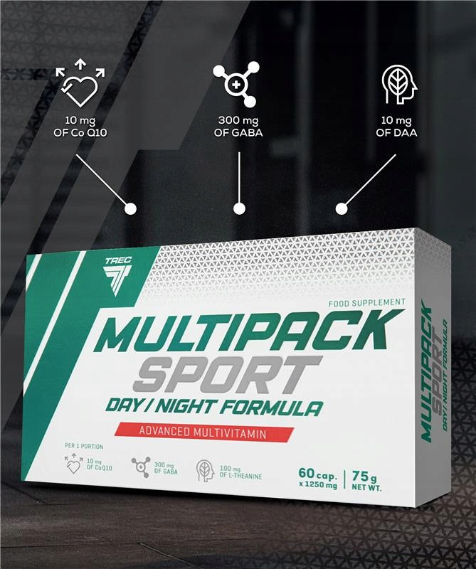 VITAMINS AND MINERALS FOR ATHLETES Trec Multipack Sport Day/Night 60 kaps Manufacturer code multiple vitamin complex NA NOC I NA DZIEŃ