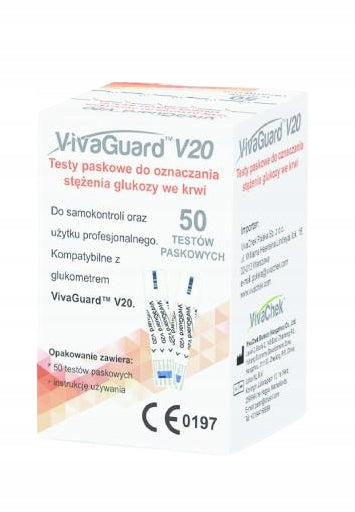 VIVAGUARD sugar measuring strips, GLUCOSE STRIPS 50 pieces