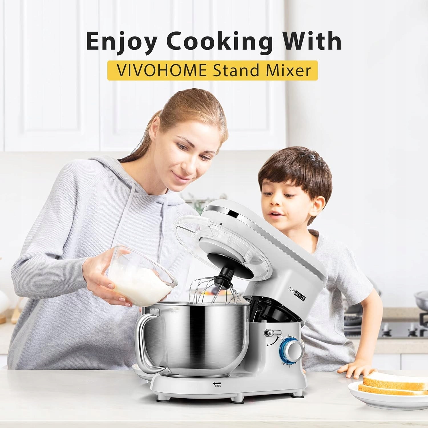 VIVOHOME Food Processor Planetary Mixer 660W 6L with Tilt Head Power rating 660 W