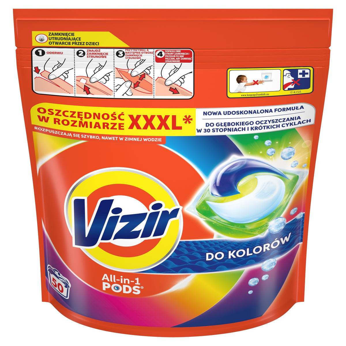 VIZIR ALL-IN-1 PODS 2x50 PIECES COLOR WASHING CAPSULES COLOR 100 WASHES Packaging status original