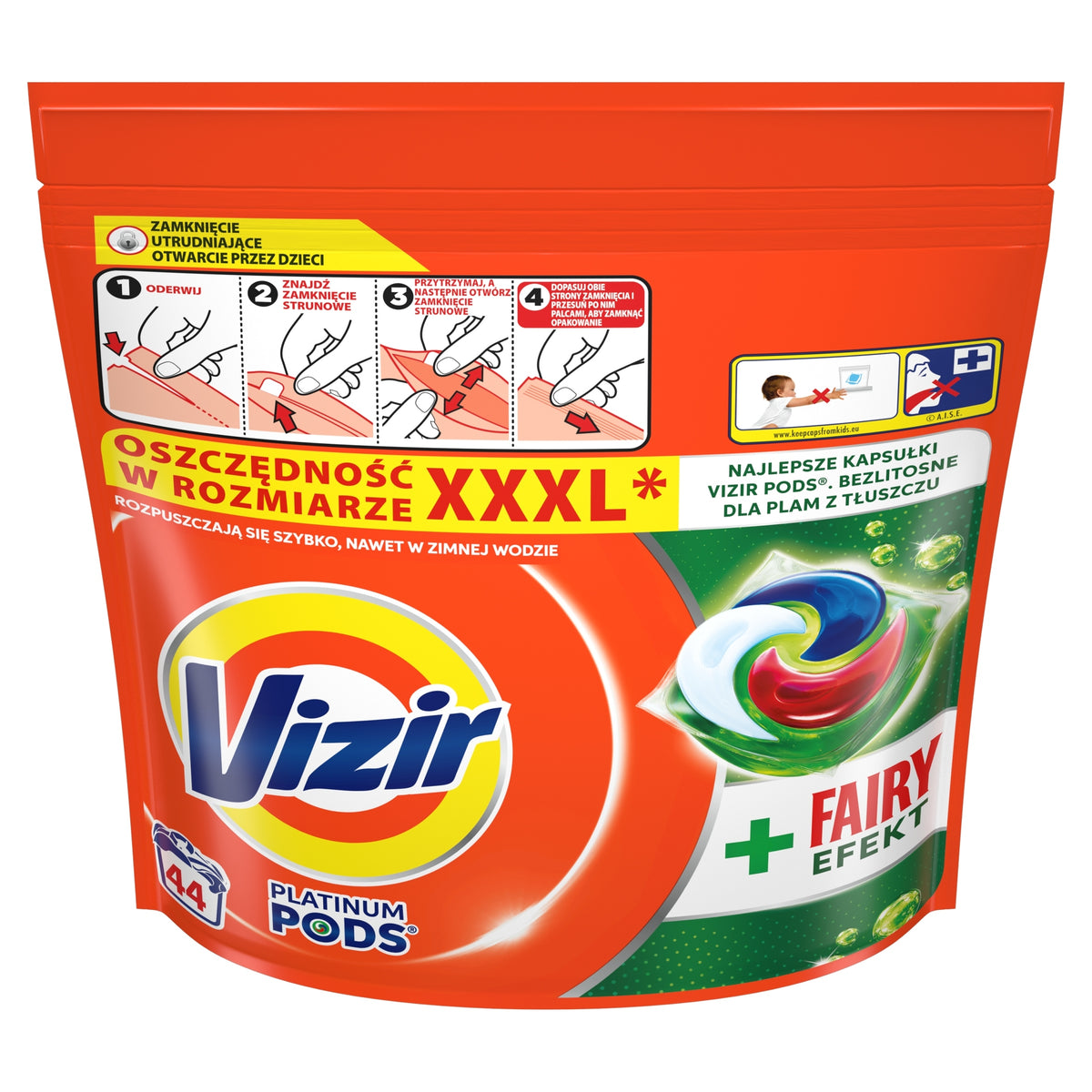 VIZIR CAPSULES WASHING TABLETS PLATINIUM PODS + FAIRY EFFECT 44 pcs. Manufacturer code 8700216746069