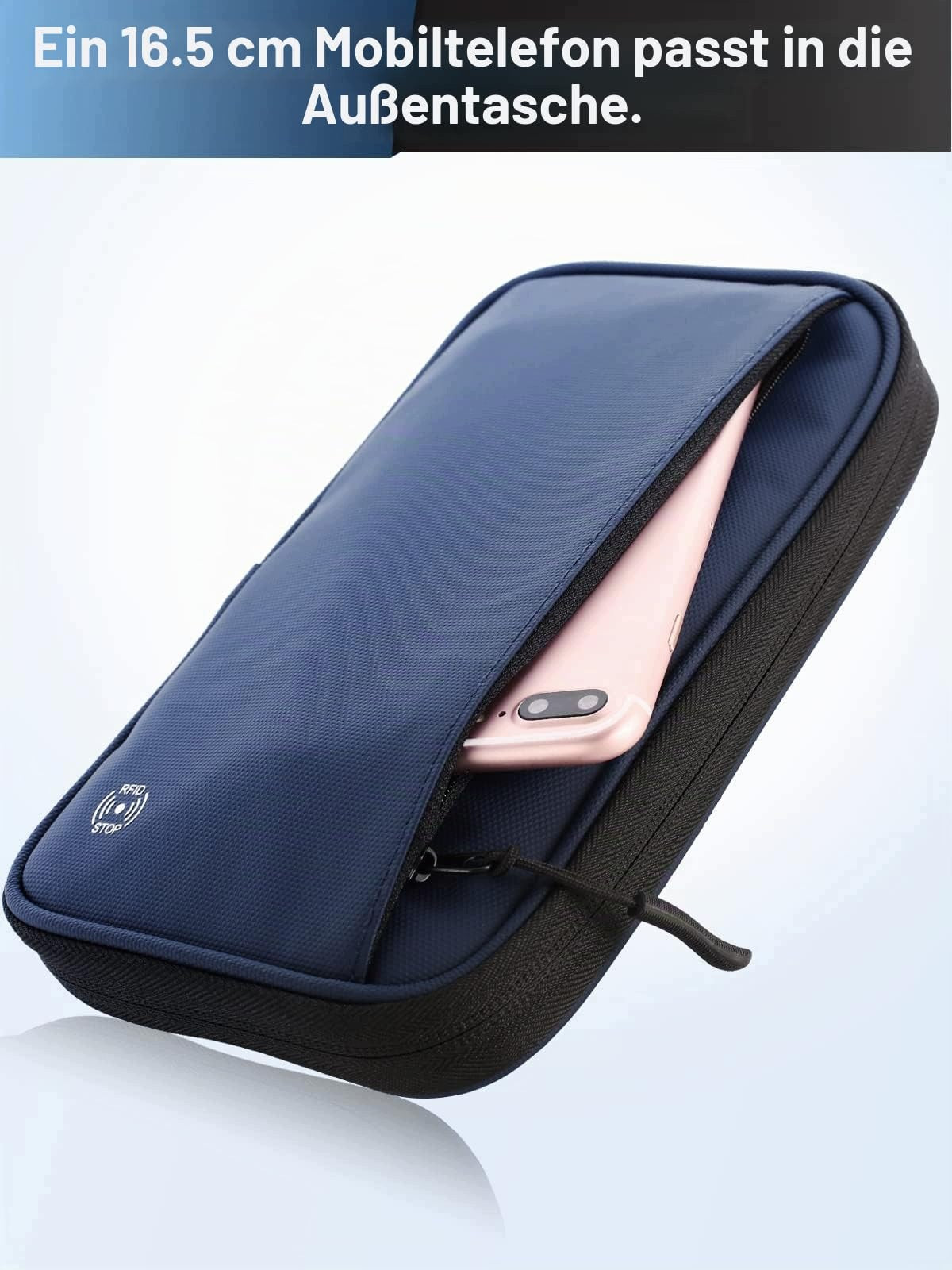 VOGHERB Passport Organizer With RFID Lock Waterproof Blue Packaging status original